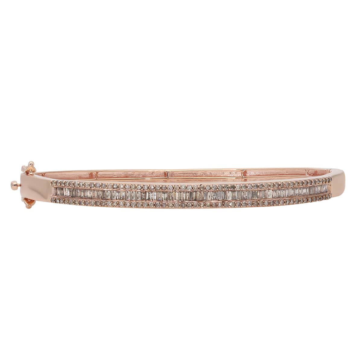 Natural Champagne Diamond Bangle Bracelet in Vermeil Rose Gold Over Sterling Silver (7.25 in) 2.00 ctw image number 0