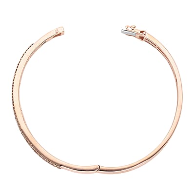 Natural Champagne Diamond Bangle Bracelet in Vermeil Rose Gold Over Sterling Silver (7.25 in) 2.00 ctw