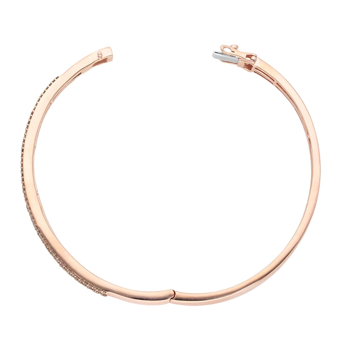 Natural Champagne Diamond Bangle Bracelet in Vermeil Rose Gold Over Sterling Silver (7.25 in) 2.00 ctw image number 3