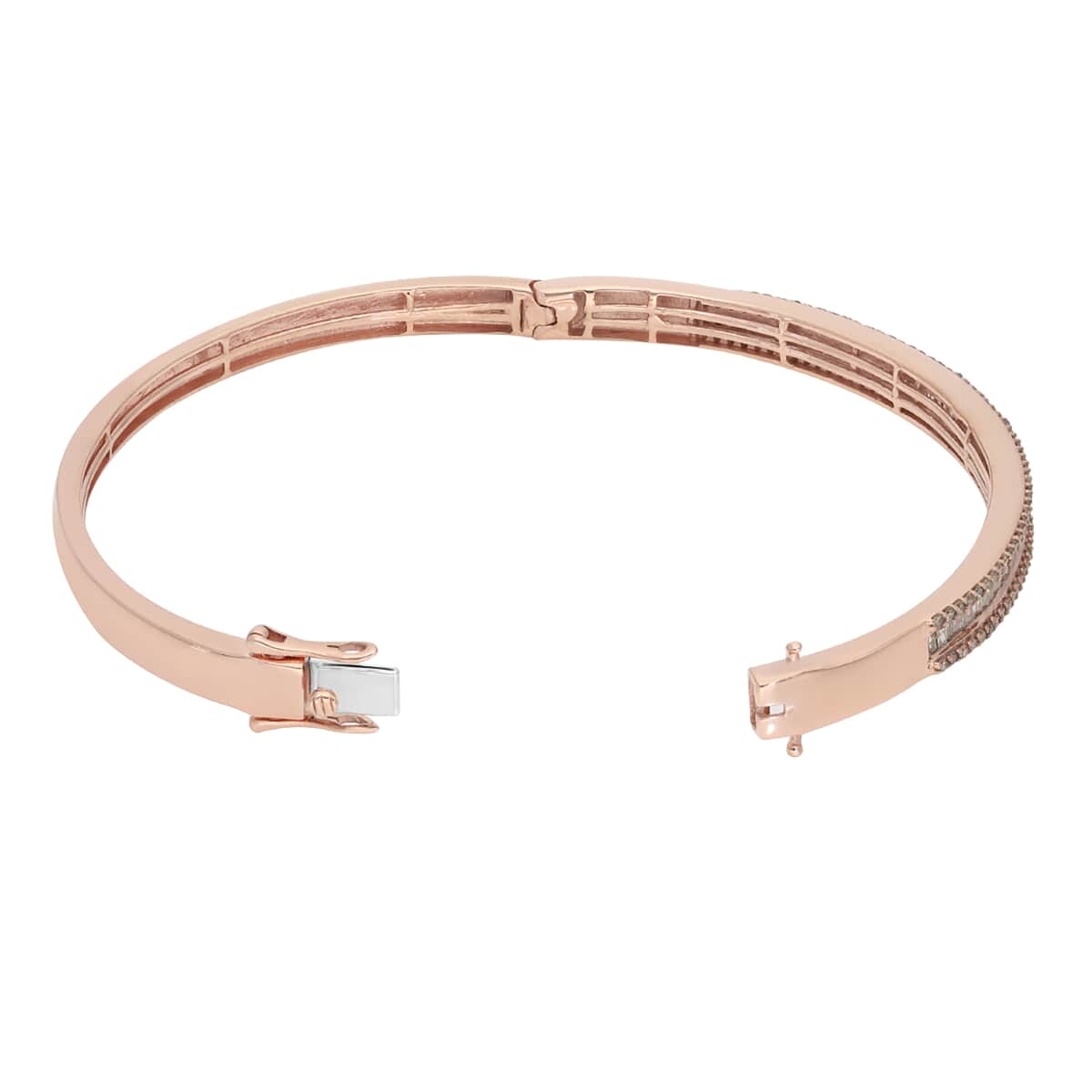 Natural Champagne Diamond Bangle Bracelet in Vermeil Rose Gold Over Sterling Silver (7.25 in) 2.00 ctw image number 4
