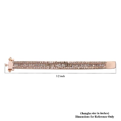 Natural Champagne Diamond Bangle Bracelet in Vermeil Rose Gold Over Sterling Silver (7.25 in) 2.00 ctw