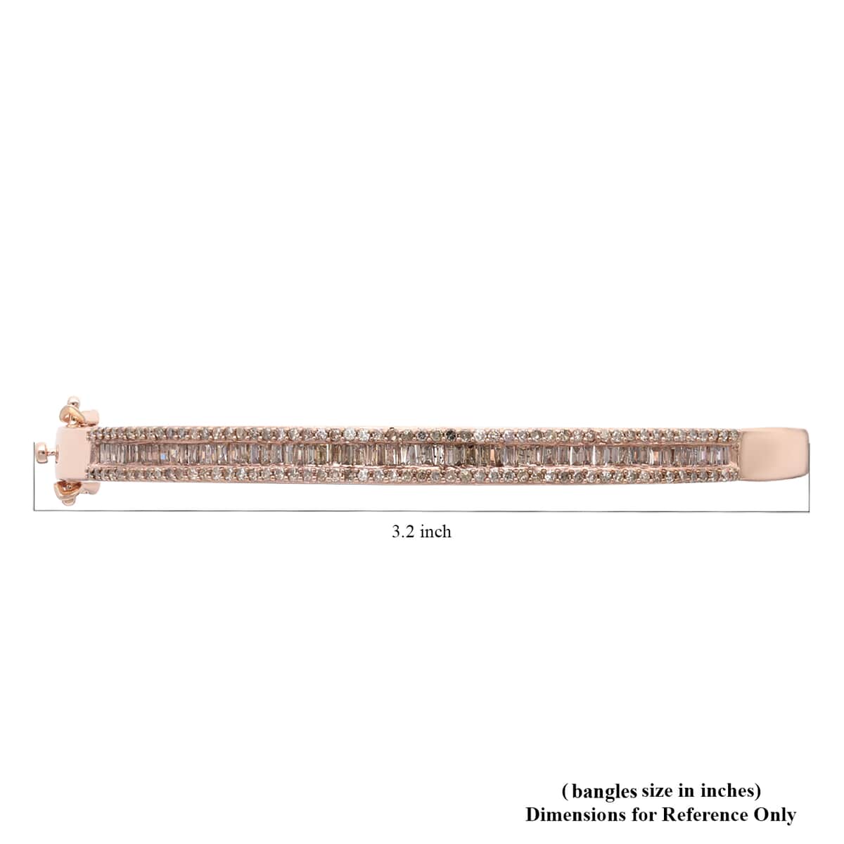 Natural Champagne Diamond Bangle Bracelet in Vermeil Rose Gold Over Sterling Silver (7.25 in) 2.00 ctw image number 5