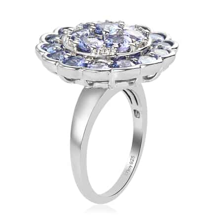 Tanzanite and Natural White Zircon Spinner Ring in Platinum Over Sterling Silver (Size 10.0) 7 Grams 4.50 ctw image number 3