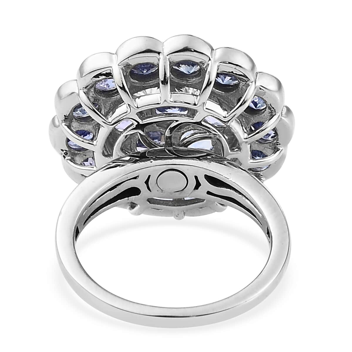 Tanzanite and Natural White Zircon Spinner Ring in Platinum Over Sterling Silver (Size 10.0) 7 Grams 4.50 ctw image number 4
