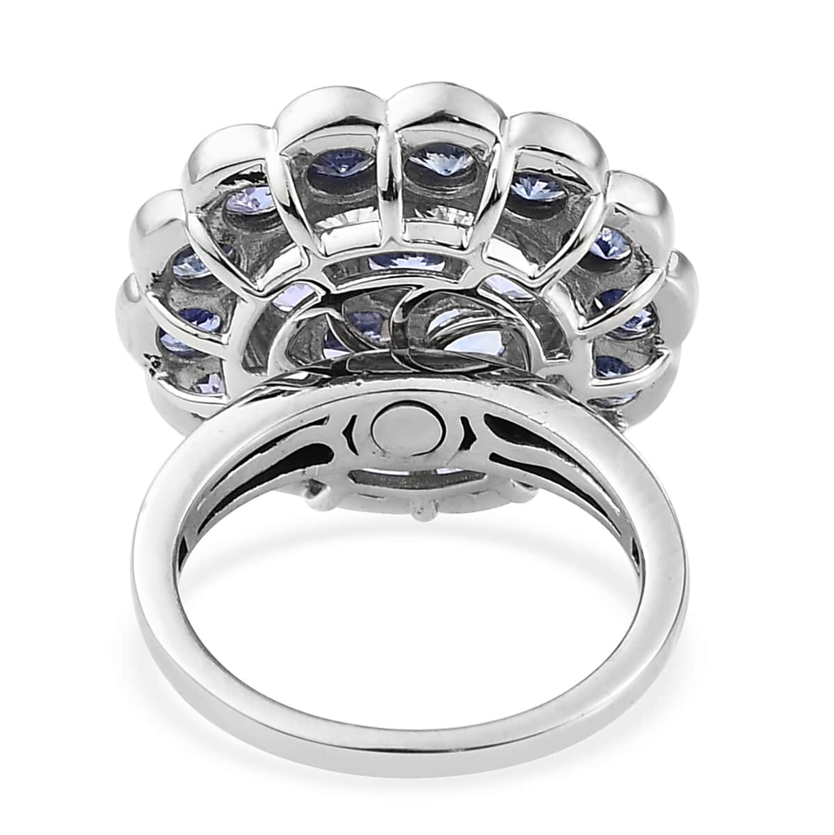 Tanzanite and Natural White Zircon Spinner Ring in Platinum Over Sterling Silver (Size 9.0) 7 Grams 4.50 ctw image number 4