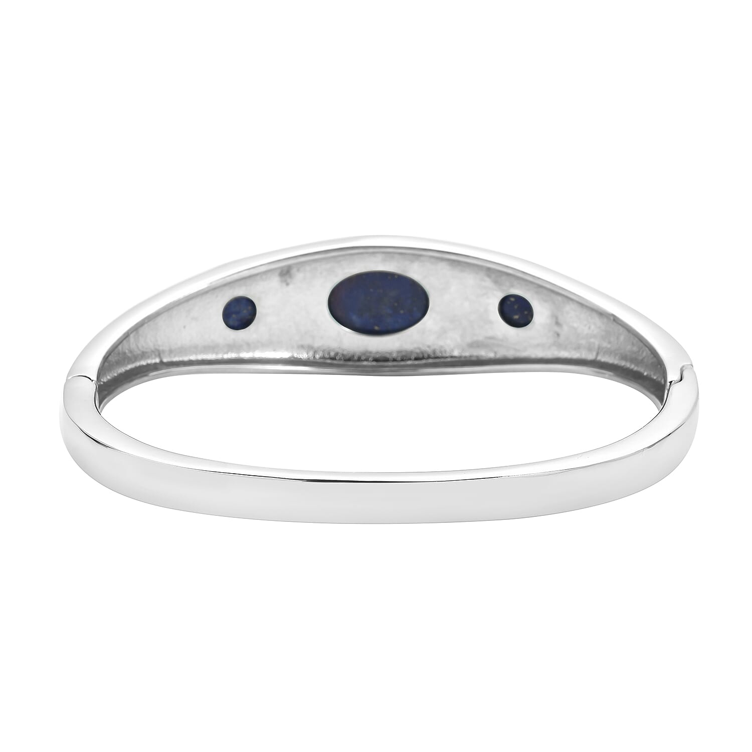 Lapis Lazuli and Austrian Crystal Bangle Bracelet in Stainless Steel (7.25 In) 14.00 ctw