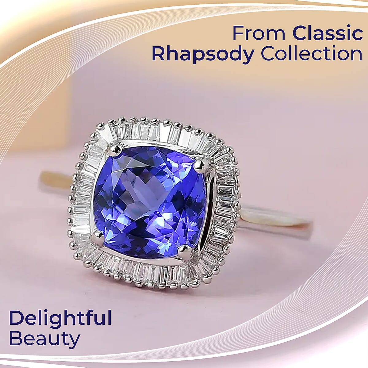 Rhapsody AAAA Tanzanite and E-F VS Diamond 2.90 ctw Halo Engagement Ring in 950 Platinum, Promise Rings 4.75 Grams (Size 7.0) image number 1