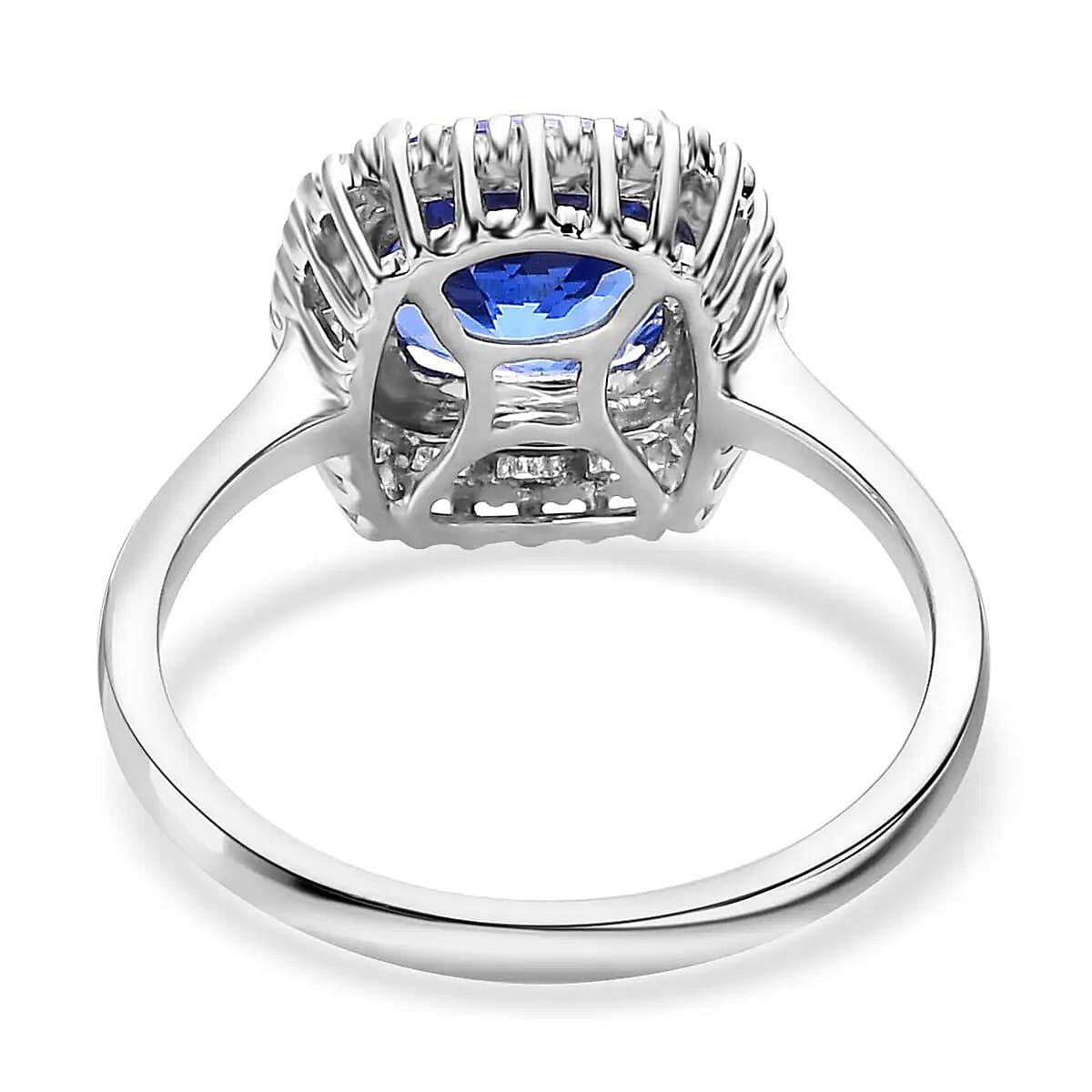 Rhapsody AAAA Tanzanite and E-F VS Diamond 2.90 ctw Halo Engagement Ring in 950 Platinum, Promise Rings 4.75 Grams (Size 7.0) image number 4