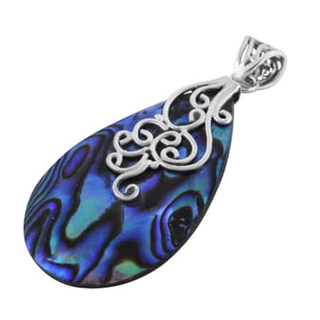 Abalone Shell Pear Drop Pendant in Sterling Silver image number 2