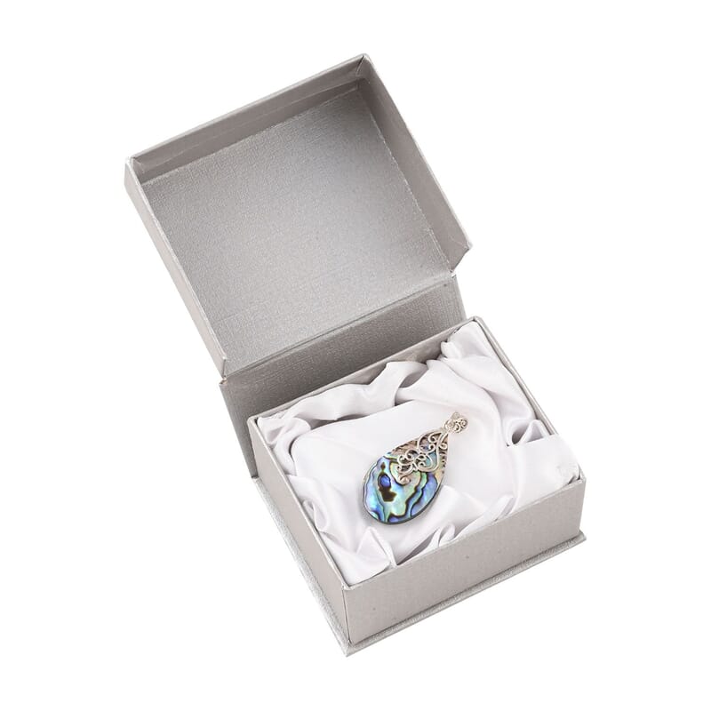 Abalone Shell Pear Drop Pendant without Chain in Sterling Silver