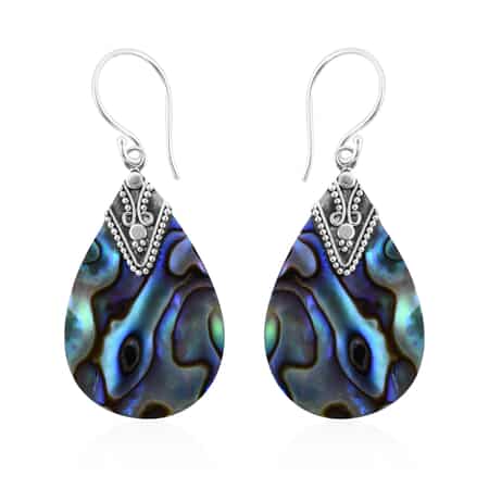 Abalone Shell Pear Drop Earrings in Sterling Silver image number 0