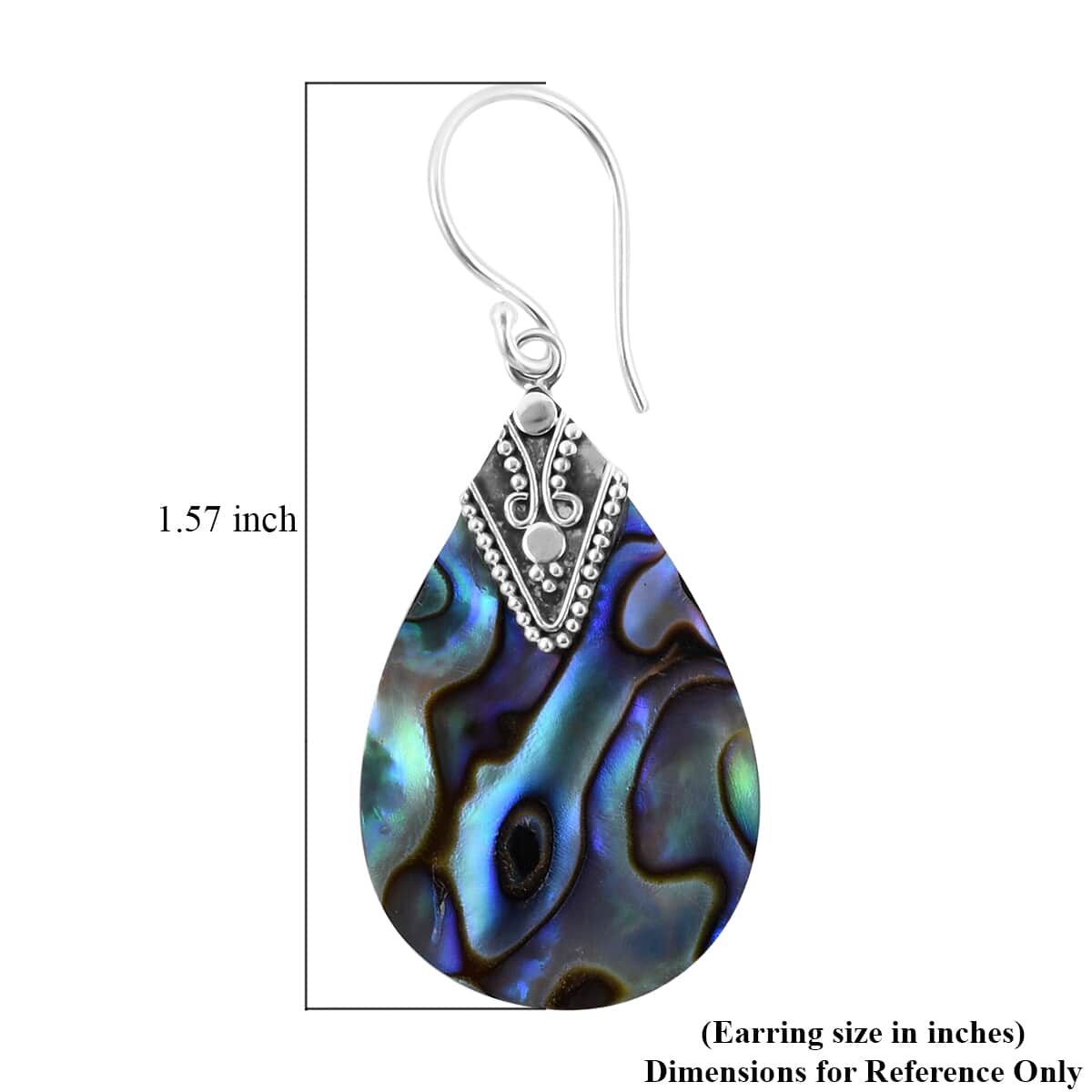 Abalone Shell Pear Drop Earrings in Sterling Silver image number 4