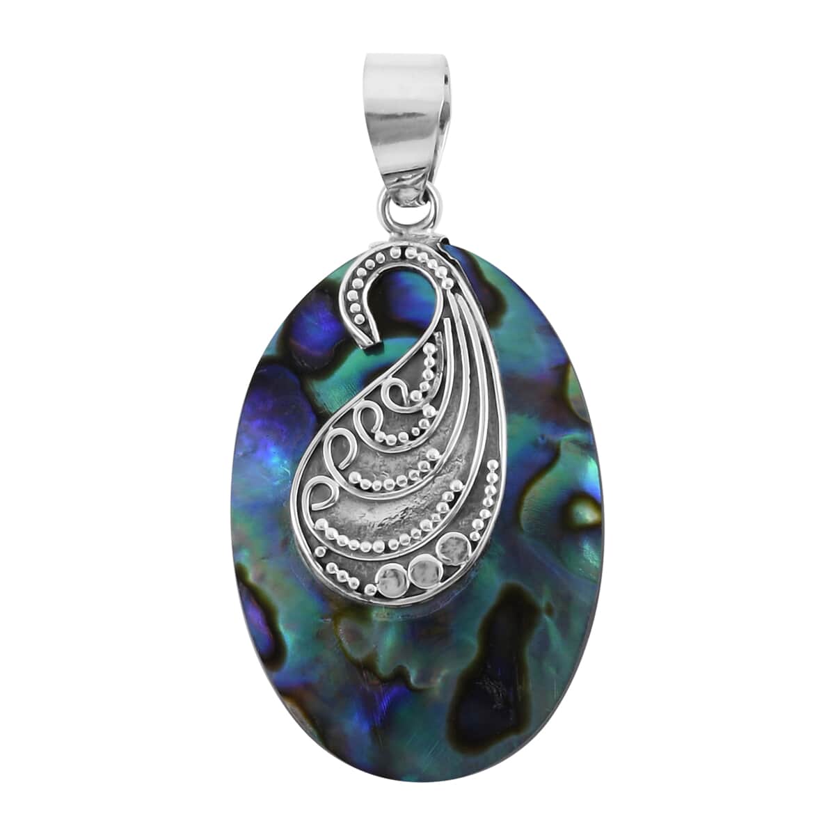 Abalone Shell Oval Shape Pendant in Sterling Silver image number 0