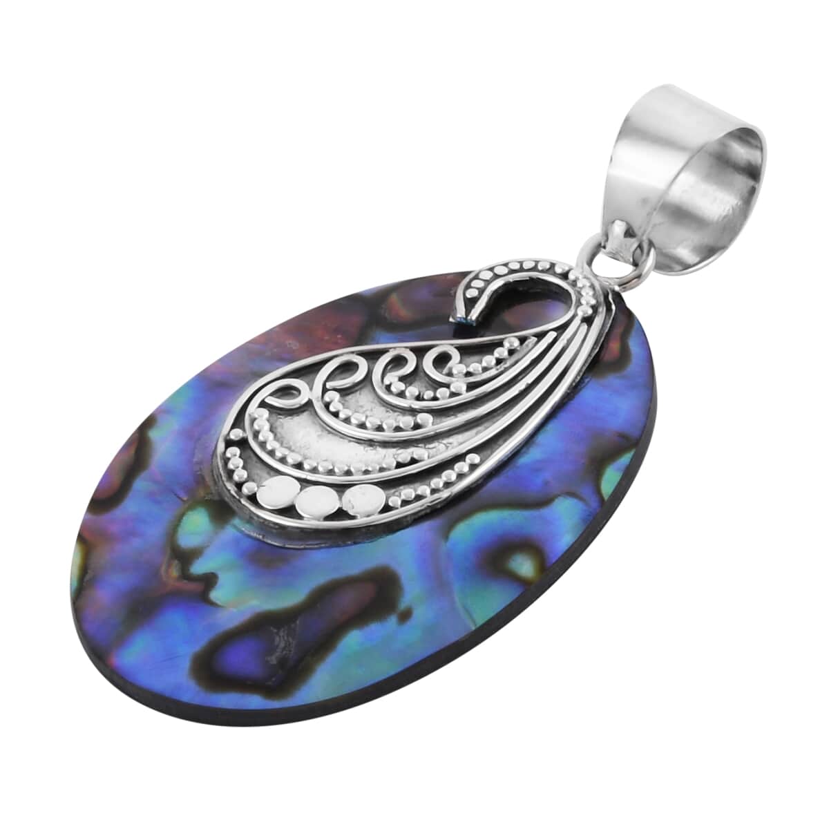 Abalone Shell Oval Shape Pendant in Sterling Silver image number 2