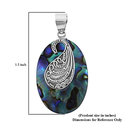 Abalone Shell Oval Shape Pendant in Sterling Silver