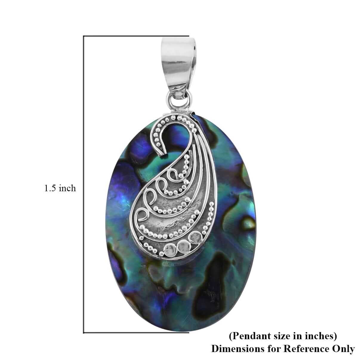 Abalone Shell Oval Shape Pendant in Sterling Silver image number 4