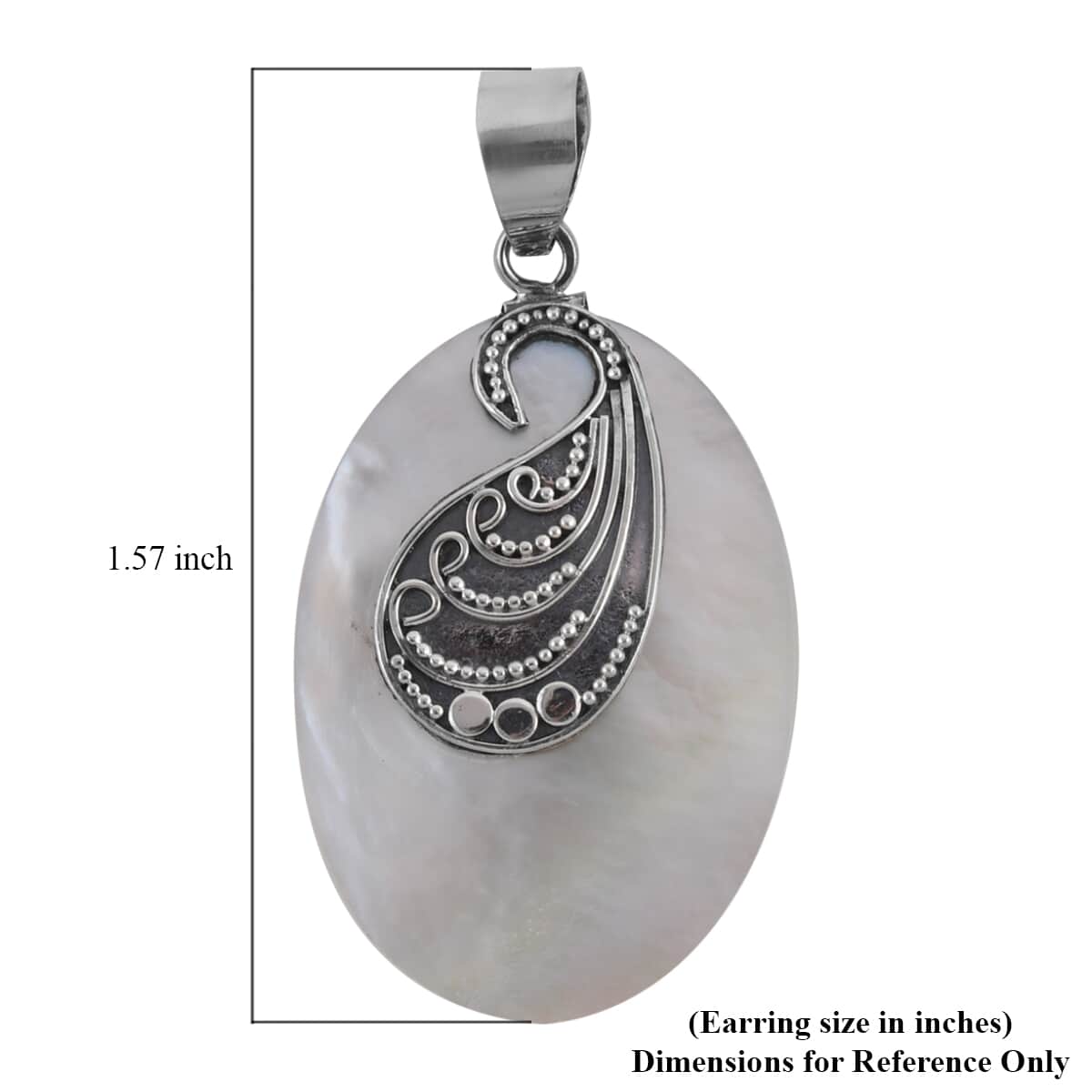 Mother Of Pearl Carved Pendant in Sterling Silver image number 4