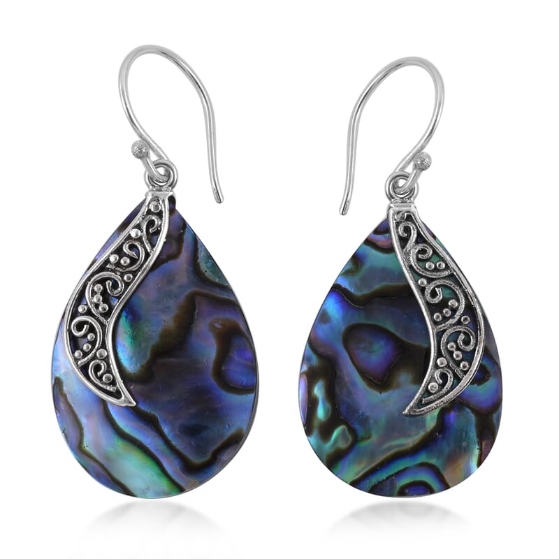 Abalone Shell Drop Earrings in Sterling Silver