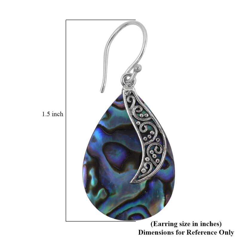 Abalone Shell Drop Earrings in Sterling Silver