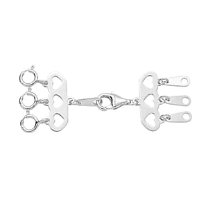 3 Row Hearts Layering Lock in Rhodium Over Sterling Silver with 9mm Lobster Lock and 3pc 5mm Spring Lock , Jewelry Lock , Jewelry Closure , Lobster Clasp Closure