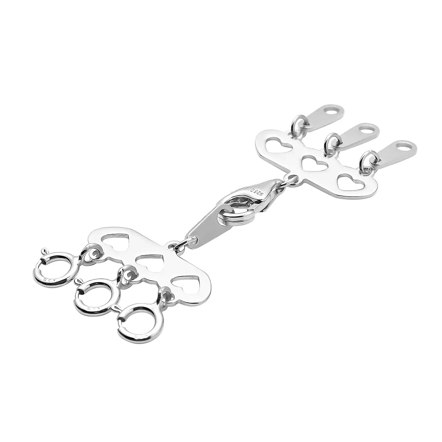 3 Row Hearts Layering Lock in Rhodium Over Sterling Silver with 9mm Lobster Lock and 3pc 5mm Spring Lock , Jewelry Lock , Jewelry Closure , Lobster Clasp Closure