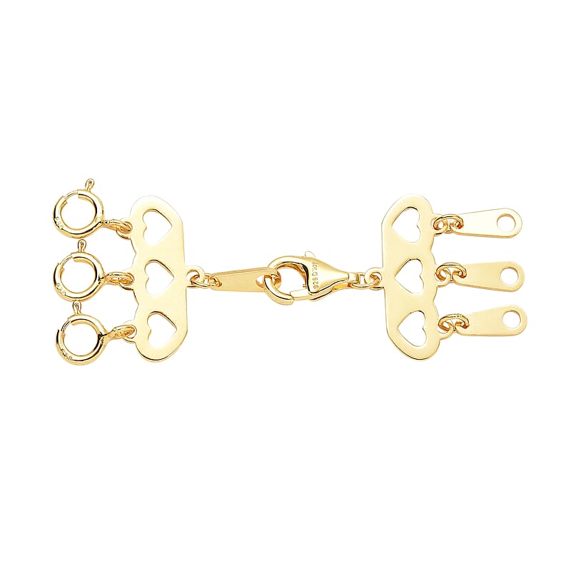 3 Row Hearts Layering Lock in 14K YG Over Sterling Silver with 9mm Lobster Lock and 3pc 5mm Spring Lock, Jewelry Lock, Jewelry Closure, Lobster Clasp Closure