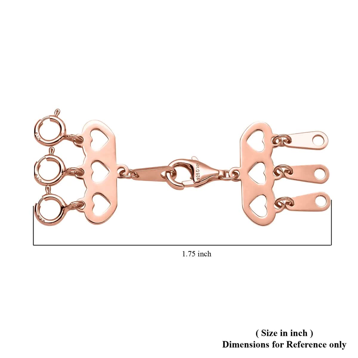 3 Row Hearts Layering Lock in 14K RG Over Sterling Silver with 9mm Lobster Lock and 3pc 5mm Spring Lock , Jewelry Lock , Jewelry Closure , Lobster Clasp Closure image number 4