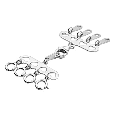 4 Row Hearts Layering Lock in Rhodium Over Sterling Silver with 9mm Lobster Lock and 4pcs 5mm Spring Locks | Jewelry Spring Lock