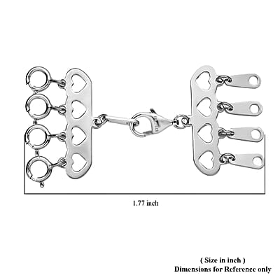 4 Row Hearts Layering Lock in Rhodium Over Sterling Silver with 9mm Lobster Lock and 4pcs 5mm Spring Locks | Jewelry Spring Lock