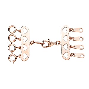 4 Row Hearts Layering Lock in 14K RG Over Sterling Silver with 9mm Lobster Lock and 4pcs 5mm Spring Locks | Jewelry Spring Lock