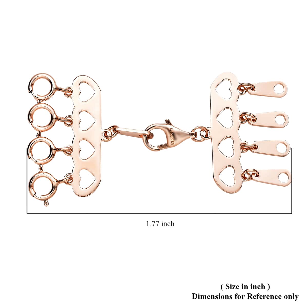 4 Row Hearts Layering Lock in 14K RG Over Sterling Silver with 9mm Lobster Lock and 4pcs 5mm Spring Locks | Jewelry Spring Lock image number 4