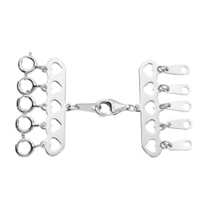 Mother’s Day Gift 5 Row Hearts Layering Lock in Rhodium Over Sterling Silver with 9mm Lobster Lock and 5pcs 5mm Spring Locks , Jewelry Lock , Jewelry Closure , Lobster Clasp Closure