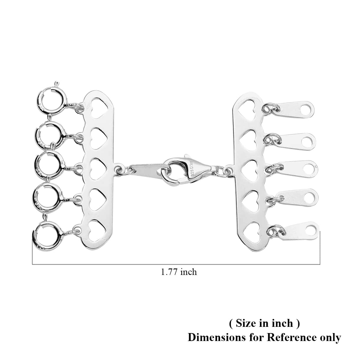 5 Row Hearts Layering Lock in Rhodium Over Sterling Silver with 9mm Lobster Lock and 5pcs 5mm Spring Locks , Jewelry Lock , Jewelry Closure , Lobster Clasp Closure image number 4