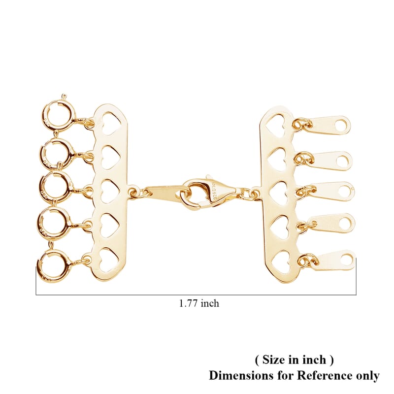 5 Row Hearts Layering Lock in 14K YG Over Sterling Silver with 9mm Lobster Lock and 5pcs 5mm Spring Locks , Jewelry Lock , Jewelry Closure , Lobster Clasp Closure