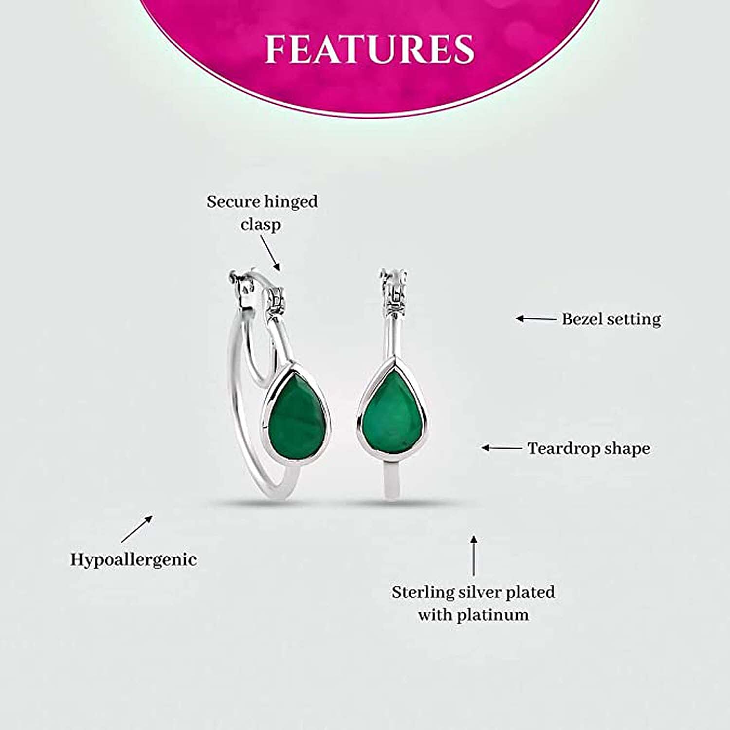 Brazilian Emerald Hoop Earrings in Platinum Over Sterling Silver 2.60 ctw