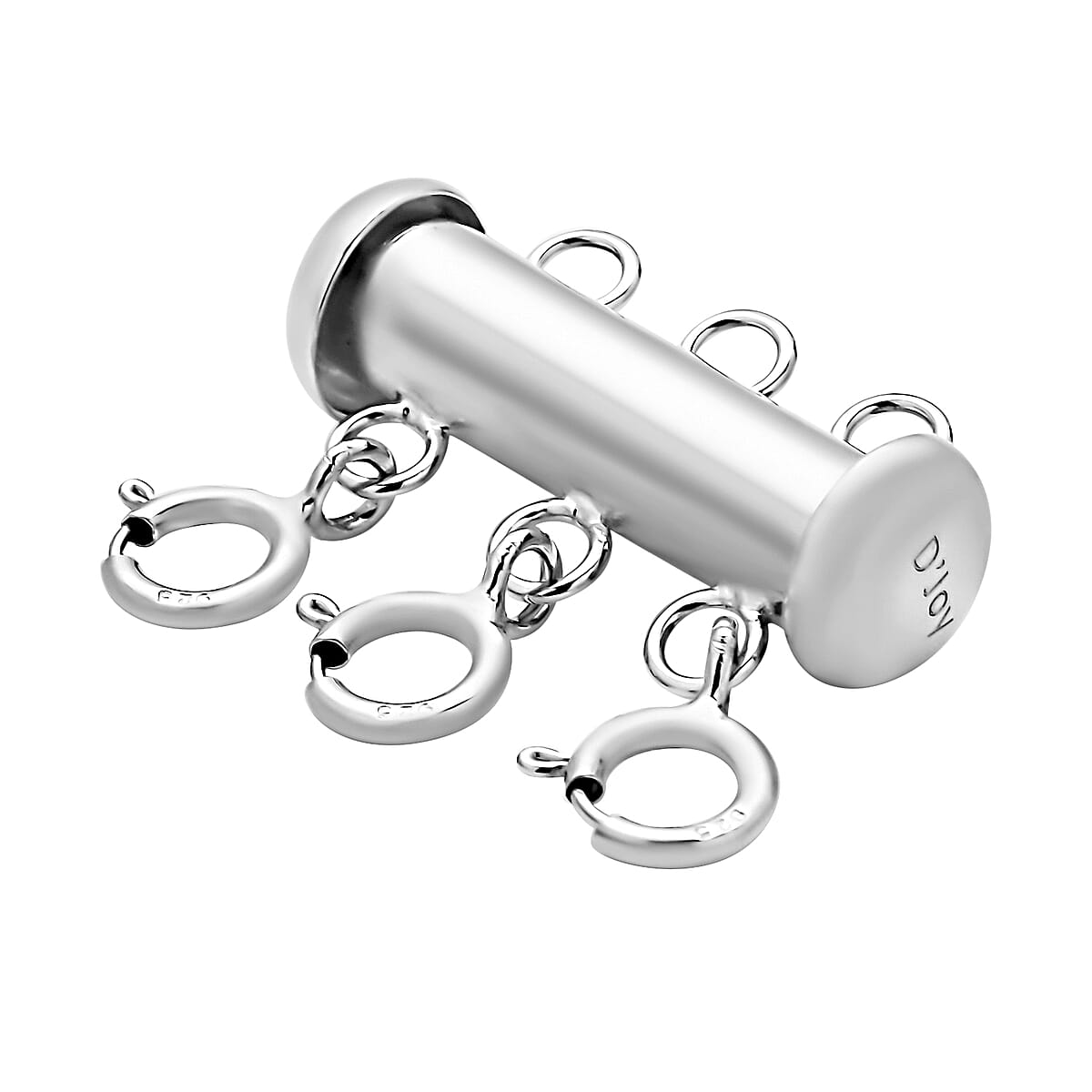 Minimalist 3 Row Magnetic Layering Lock in Rhodium Over Sterling Silver with 3pcs 5mm Spring Locks 1.90 Grams , Jewelry Spring Lock , Magnetic Lock , Spring Bolt Lock image number 1