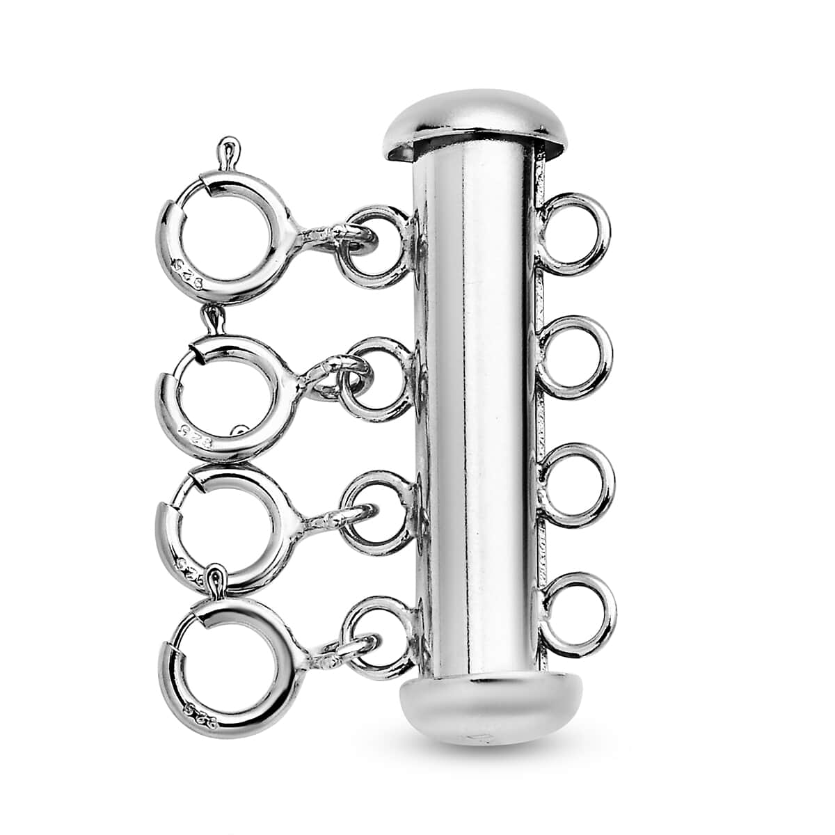 Rhodium Over Sterling Silver 4 Row Magnetic Lock with 4pcs 5mm Spring Lock (2.40 g) image number 0