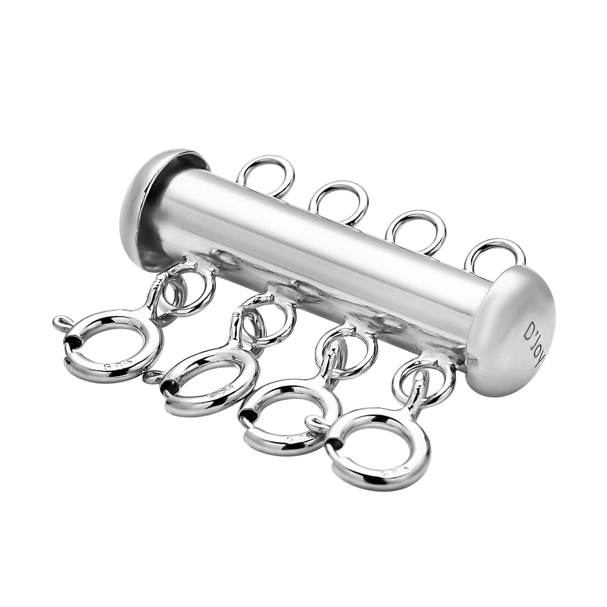 Rhodium Over Sterling Silver 4 Row Magnetic Lock with 4pcs 5mm Spring Lock (2.40 g) image number 1