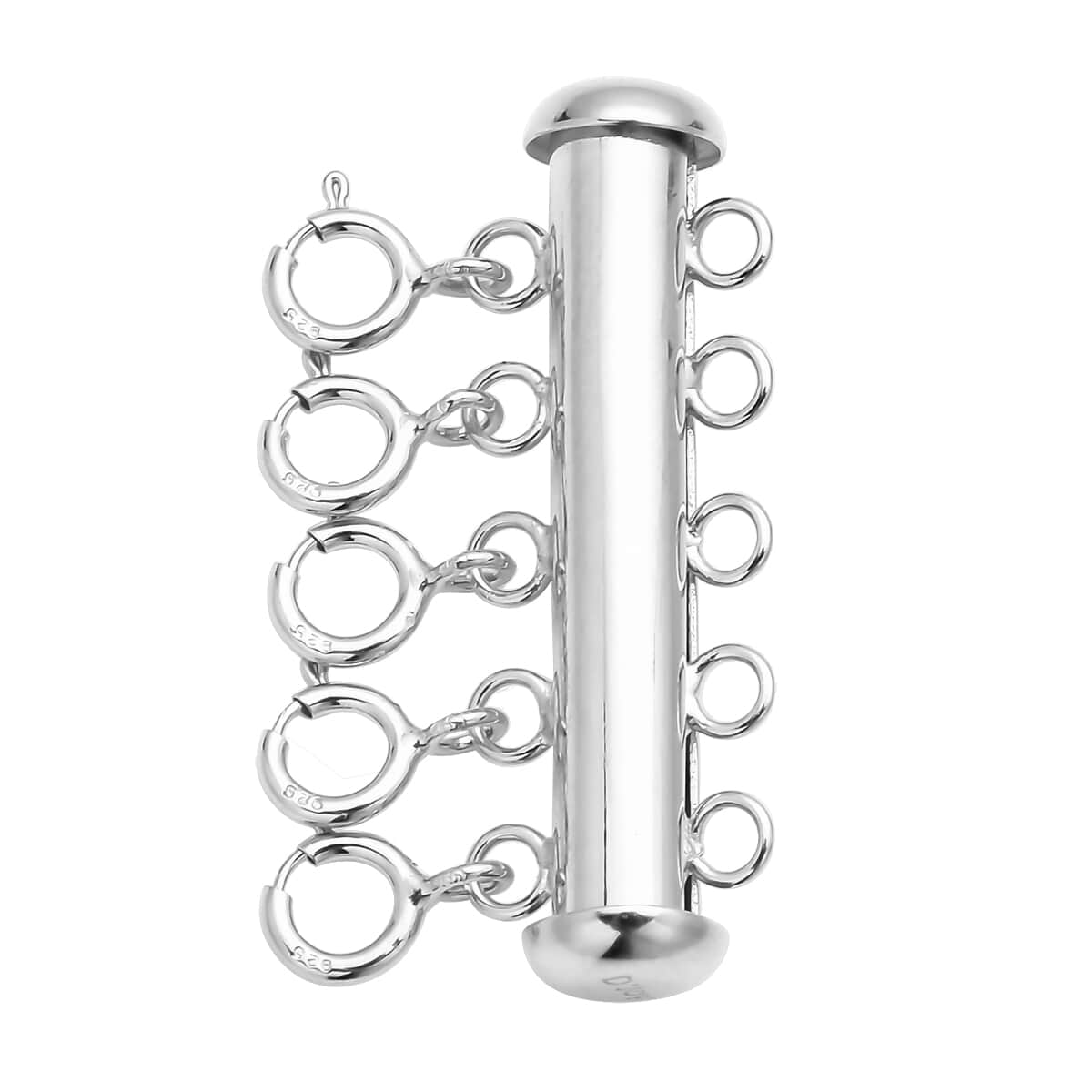 Rhodium Over Sterling Silver 5 Row Magnetic Lock with 5pcs 5mm Spring Lock (2.90 g) image number 0