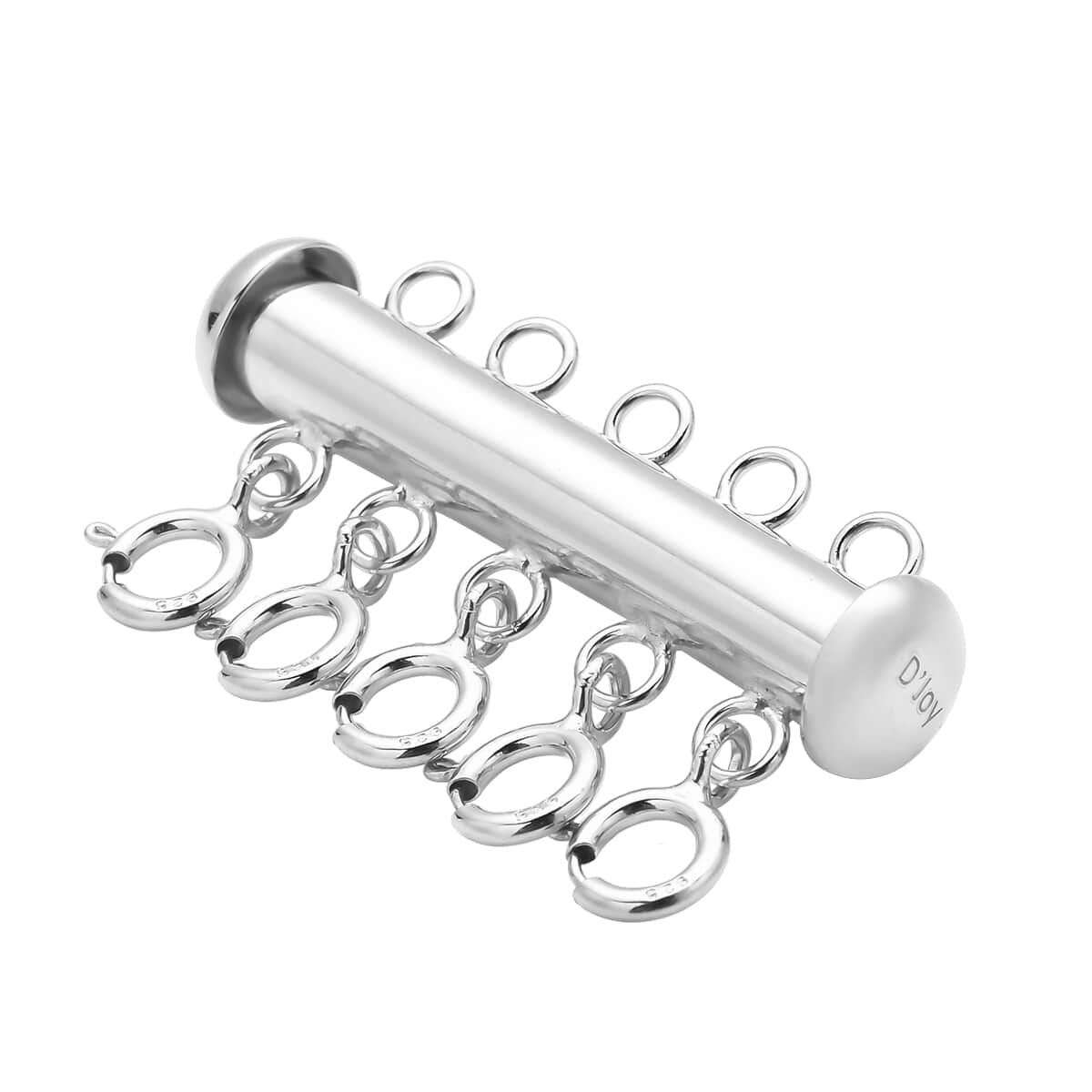 Minimalist 5 Row Magnetic Layering Lock in Rhodium Over Sterling Silver with 5pcs 5mm Spring Locks 2.90 Grams , Jewelry Spring Lock , Magnetic Lock , Spring Bolt Lock image number 1