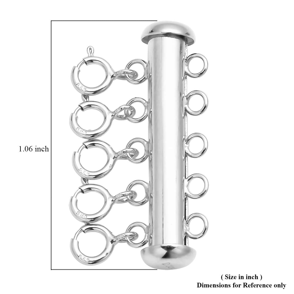 Minimalist 5 Row Magnetic Layering Lock in Rhodium Over Sterling Silver with 5pcs 5mm Spring Locks 2.90 Grams , Jewelry Spring Lock , Magnetic Lock , Spring Bolt Lock image number 3