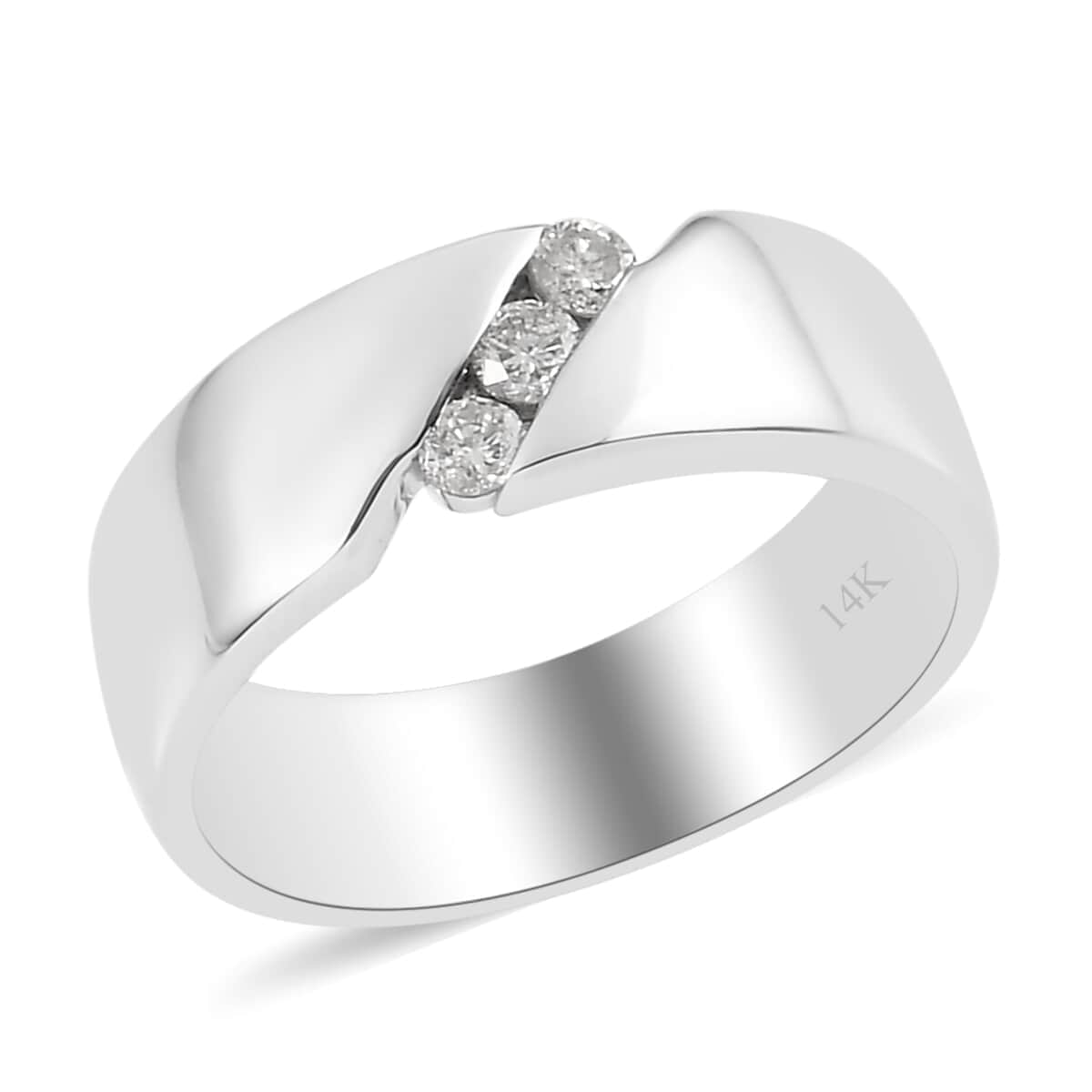 Luxoro 14K White Gold I2 Diamond Band Ring (Size 8.0) 0.15 ctw image number 0