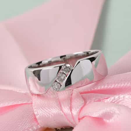 Luxoro 14K White Gold I2 Diamond Band Ring (Size 8.0) 0.15 ctw image number 1