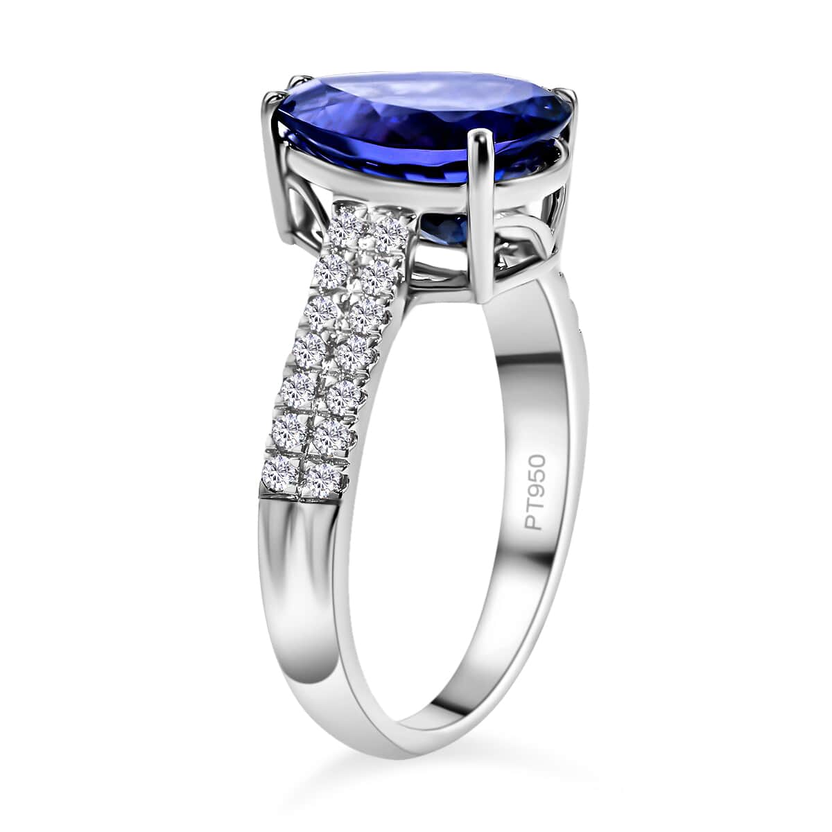 Certified Rhapsody 950 Platinum AAAA Tanzanite and E-F VS Diamond Ring (Size 5.5) 5.50 Grams 3.60 ctw image number 3