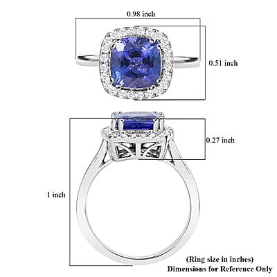 Certified and Appraised Rhapsody 950 Platinum AAAA Tanzanite and E-F VS Diamond Halo Ring (Size 5.5) 5.65 Grams 3.25 ctw