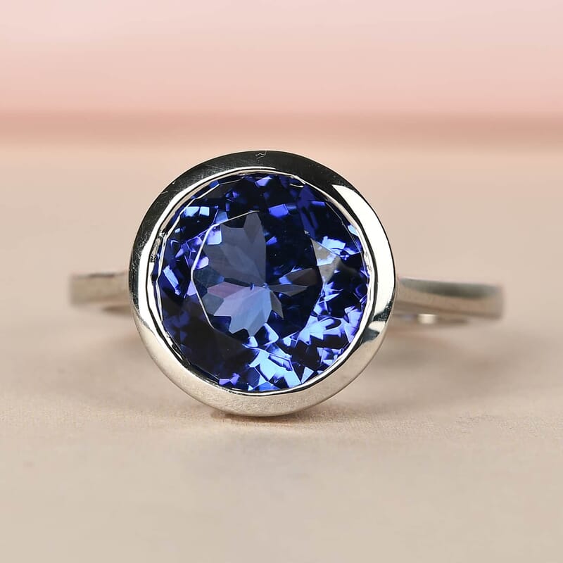 Rhapsody 950 Platinum AAAA Tanzanite Solitaire Ring (Size 5.5) 5.75 Grams 4.35 ctw