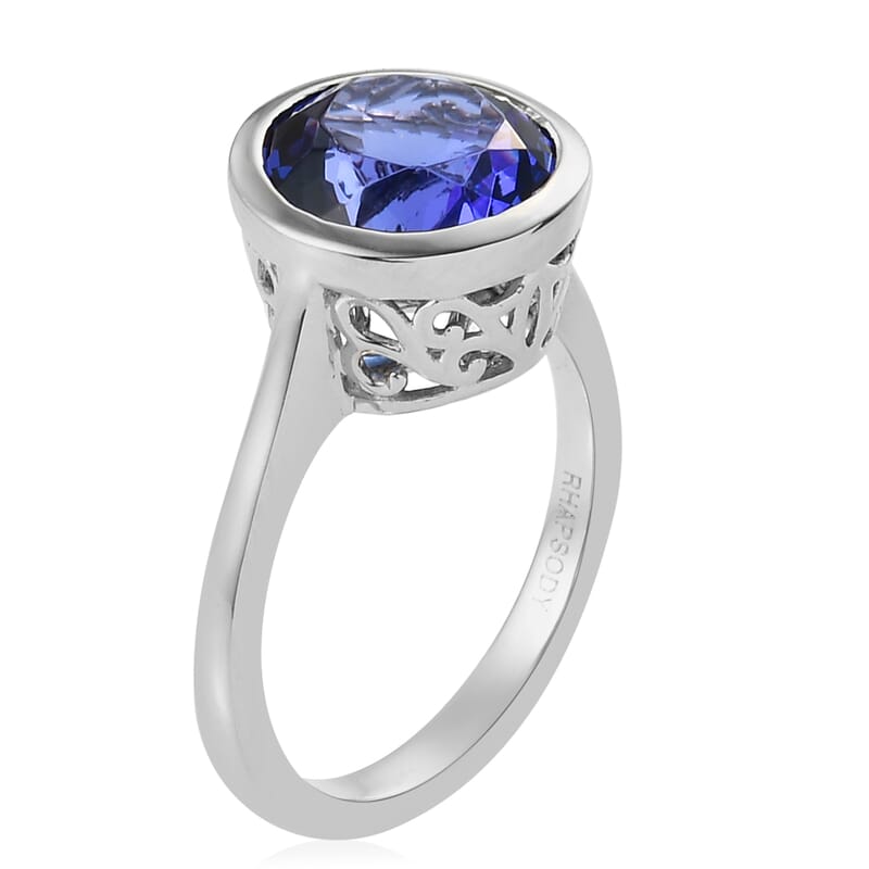 Rhapsody 950 Platinum AAAA Tanzanite Solitaire Ring (Size 5.5) 5.75 Grams 4.35 ctw