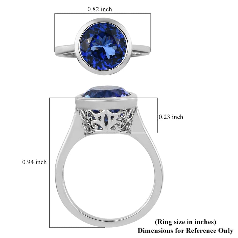 Rhapsody 950 Platinum AAAA Tanzanite Solitaire Ring (Size 5.5) 5.75 Grams 4.35 ctw
