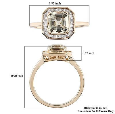 Luxoro 14K Yellow Gold AAA Asscher Cut Turkizite and G-H I3 Diamond Halo Ring (Size 5.5) 2.20 ctw