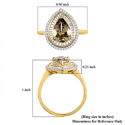 Luxoro 10K Yellow Gold AAA Turkizite and Diamond Pear Shape Double Halo Ring (Size 5.5) 2.40 ctw